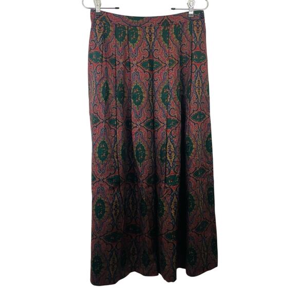 BEAUTIFUL Vtg Austin Hill Paisley/Horse Print Skirt High Waist Pleated‎ Midi-10 - Picture 1 of 10